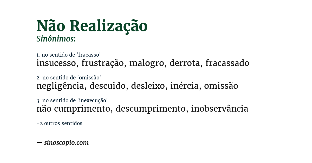 Sinônimo de não realização