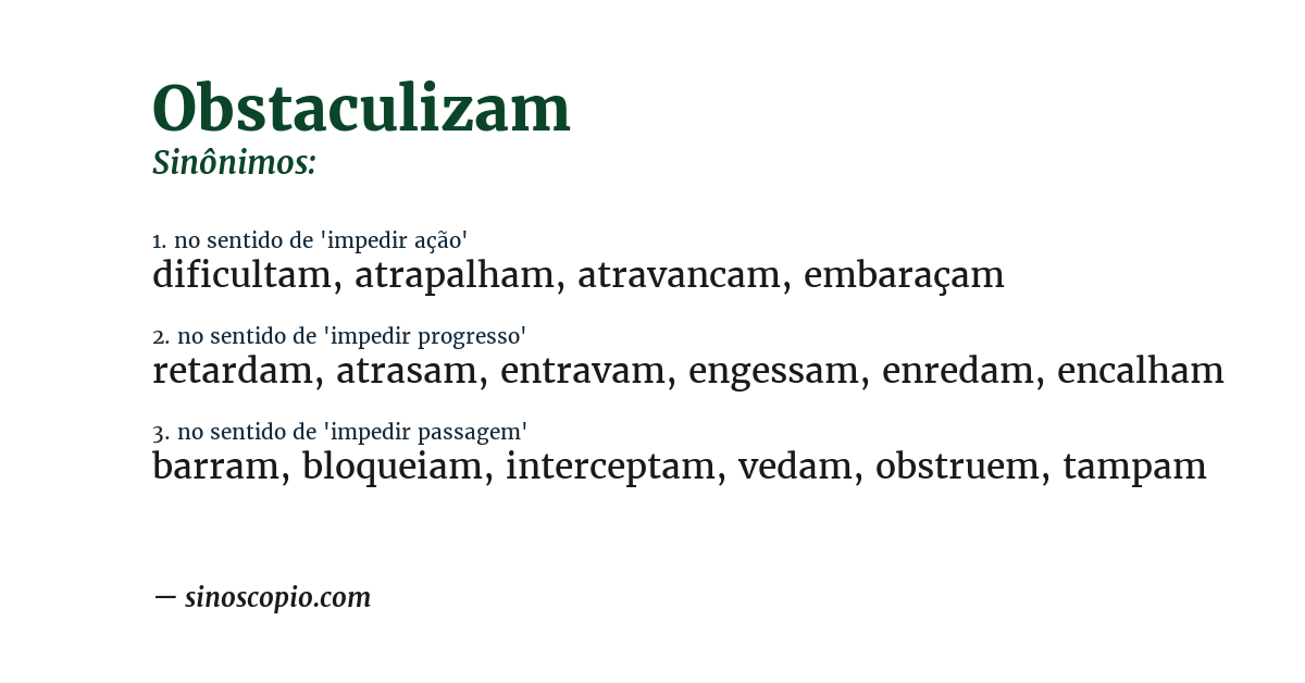 Sinônimo de obstaculizam