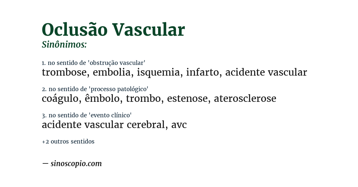 Sinônimo de oclusão vascular