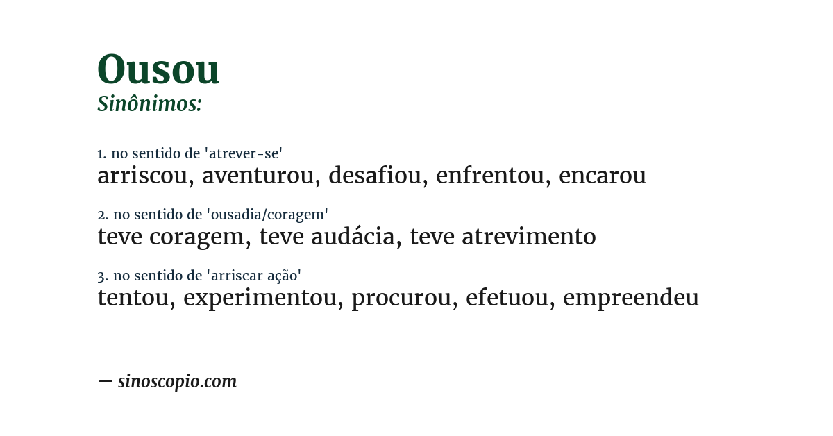Sinônimo de ousou