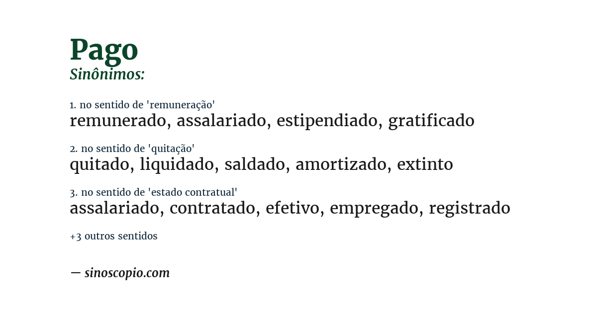 Sinônimo de pago