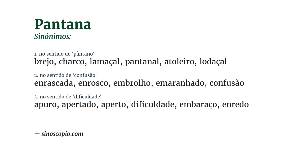 Sinônimo de pantana