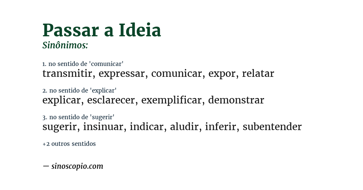 Sinônimo de passar a ideia