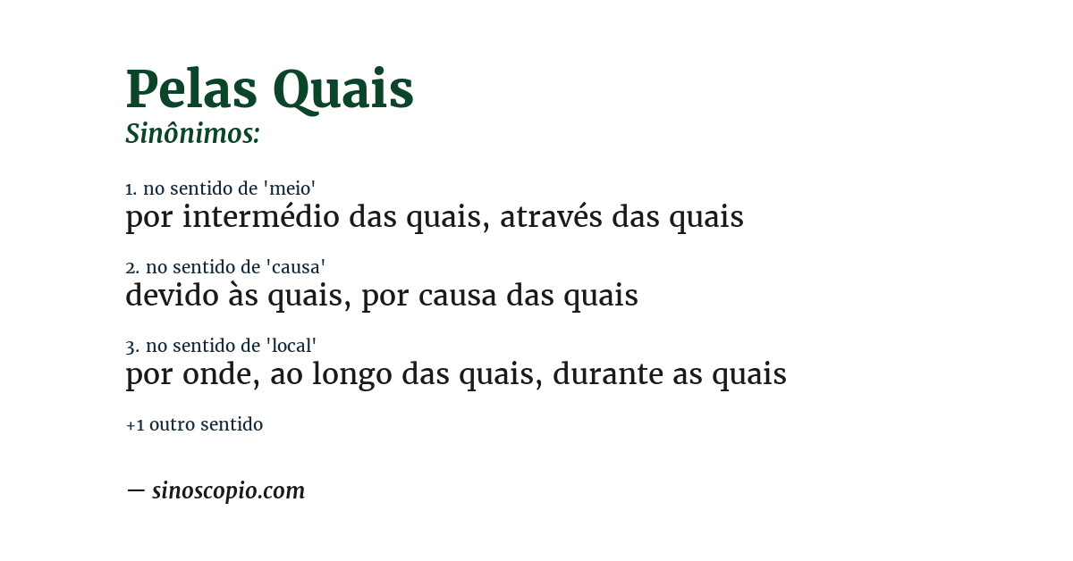 Sinônimo de pelas quais