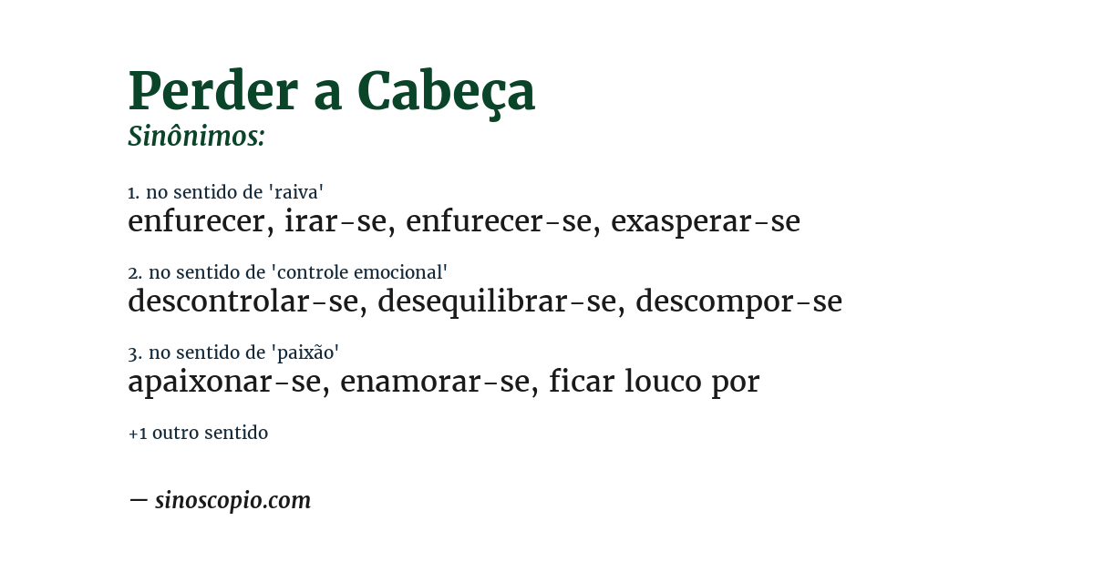 Sinônimo de perder a cabeça