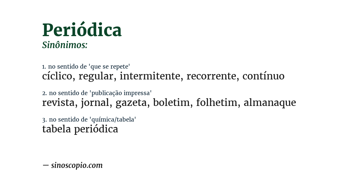 Sinônimo de periódica