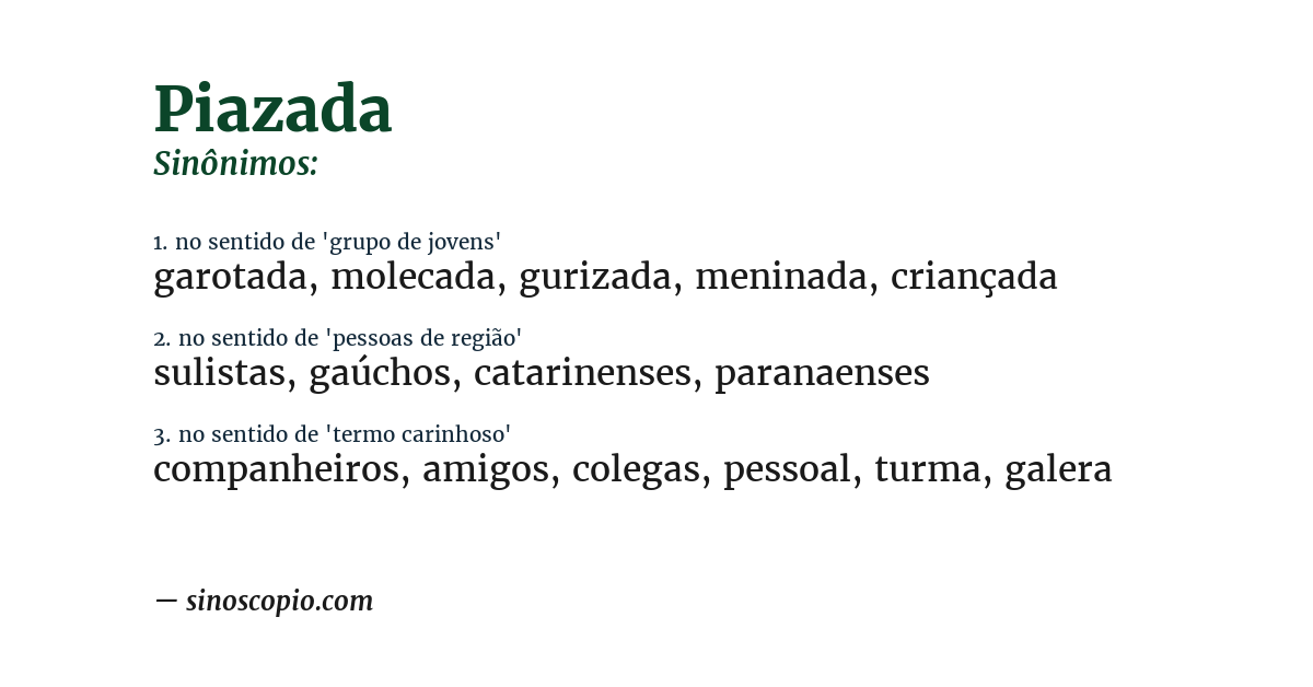Sinônimo de piazada