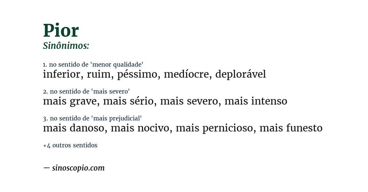 Sinônimo de pior