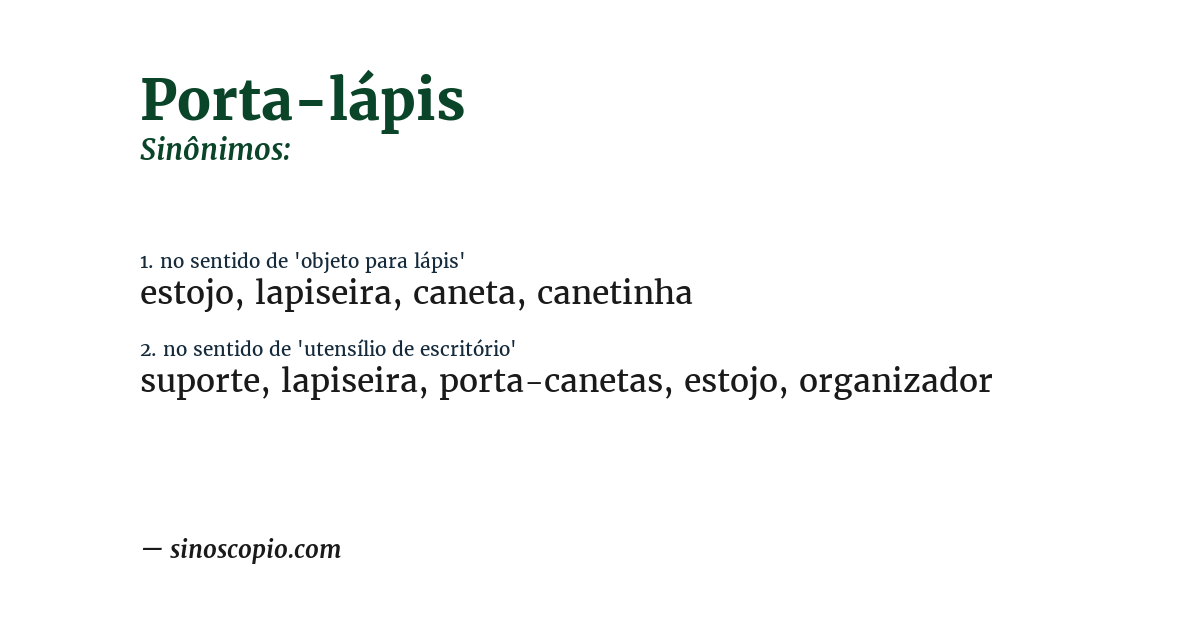 Sinônimo de porta-lápis