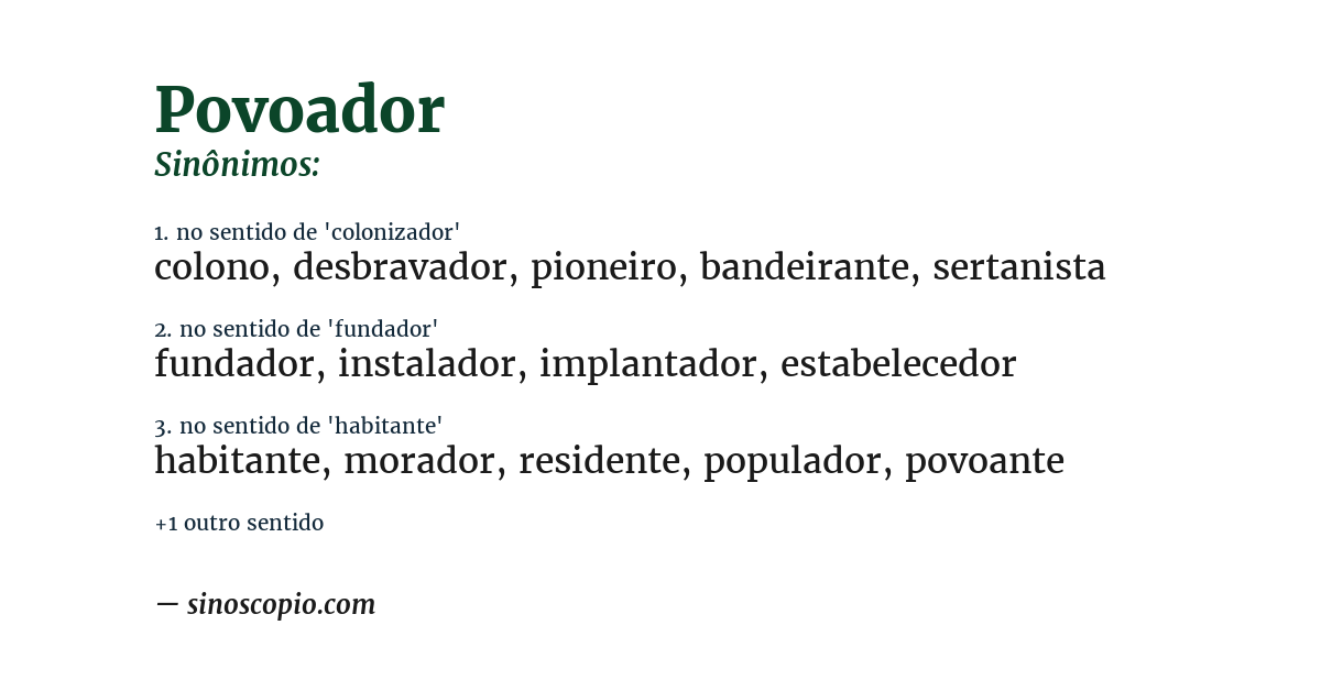 Sinônimo de povoador