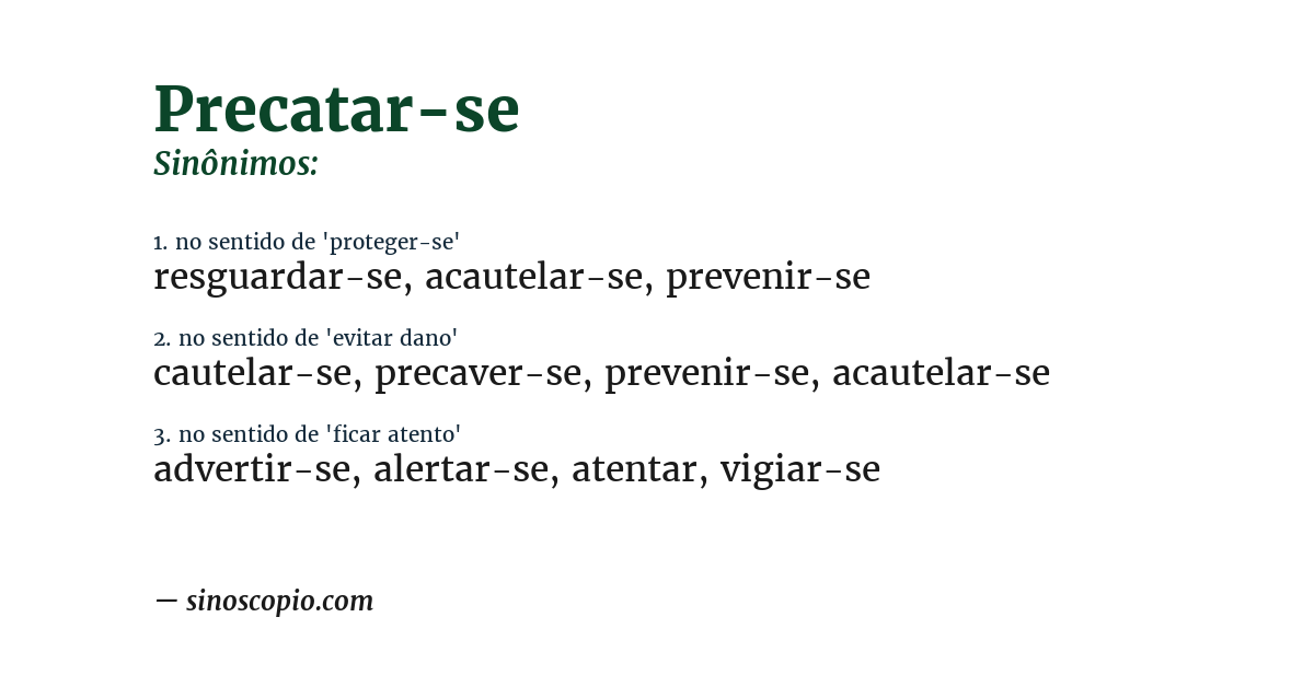 Sinônimo de precatar-se