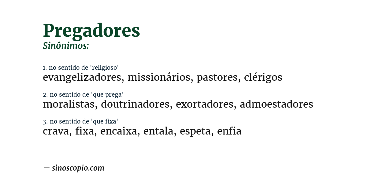 Sinônimo de pregadores