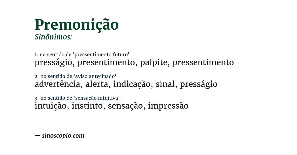 Sinônimo de premonição