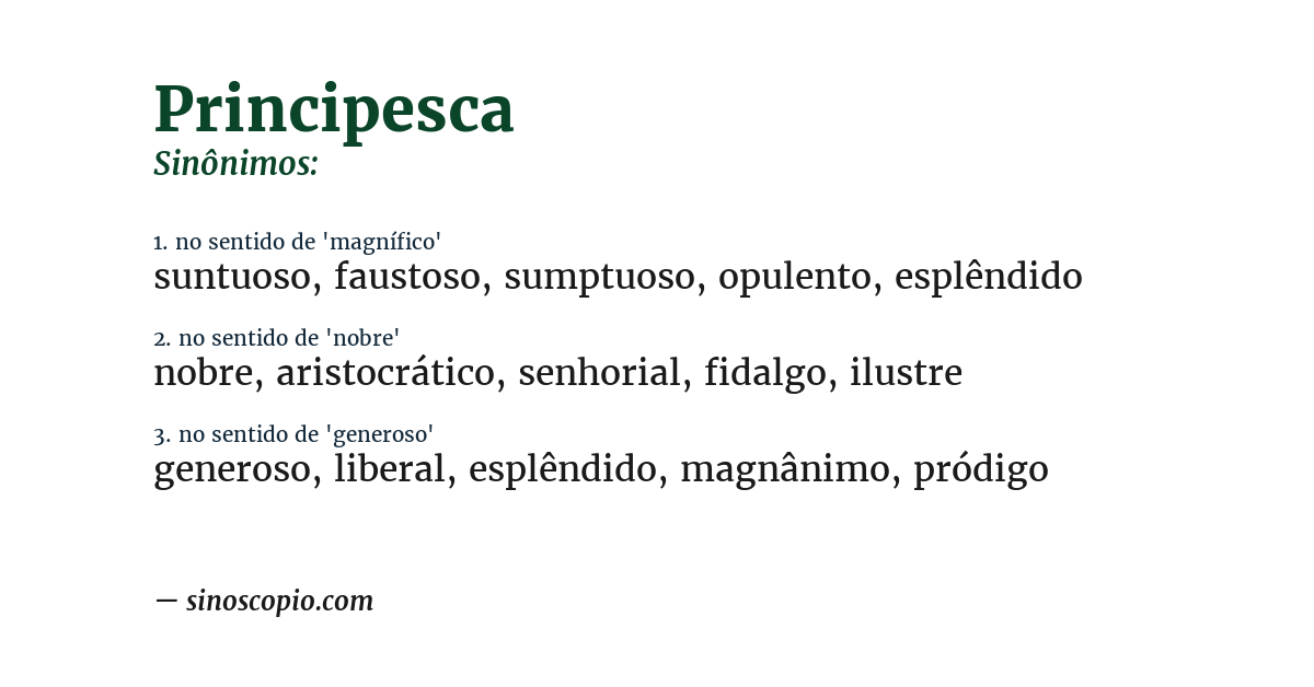 Sinônimo de principesca