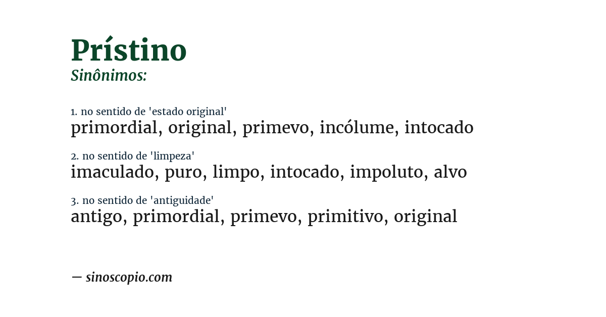 Sinônimo de prístino