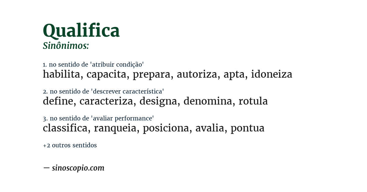 Sinônimo de qualifica