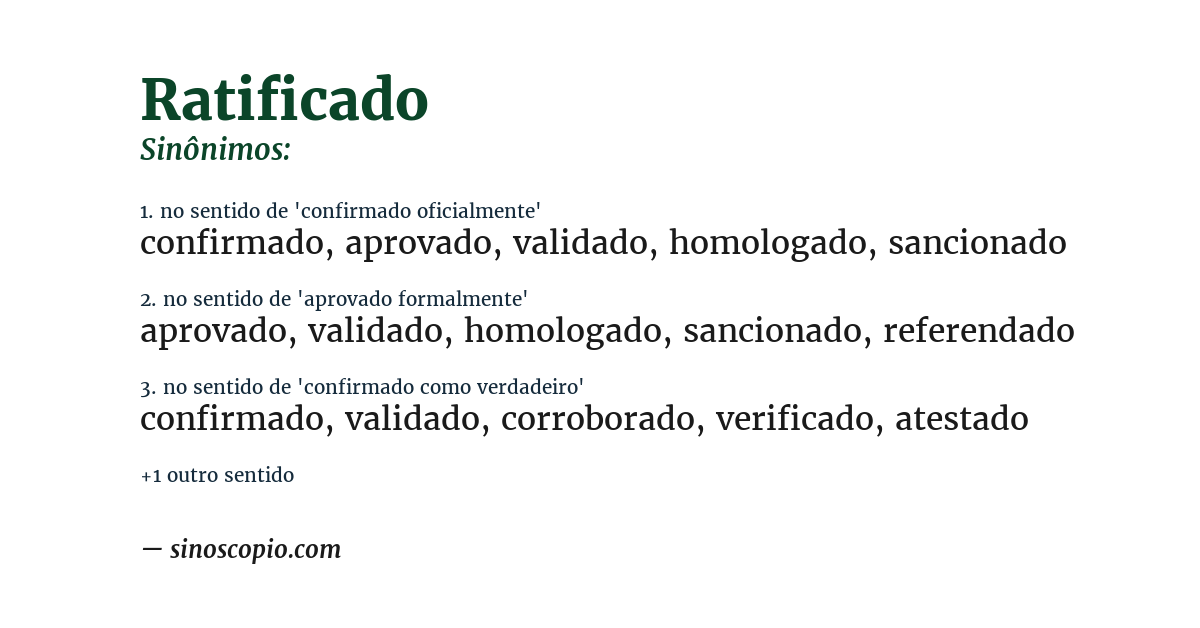 Sinônimo de ratificado