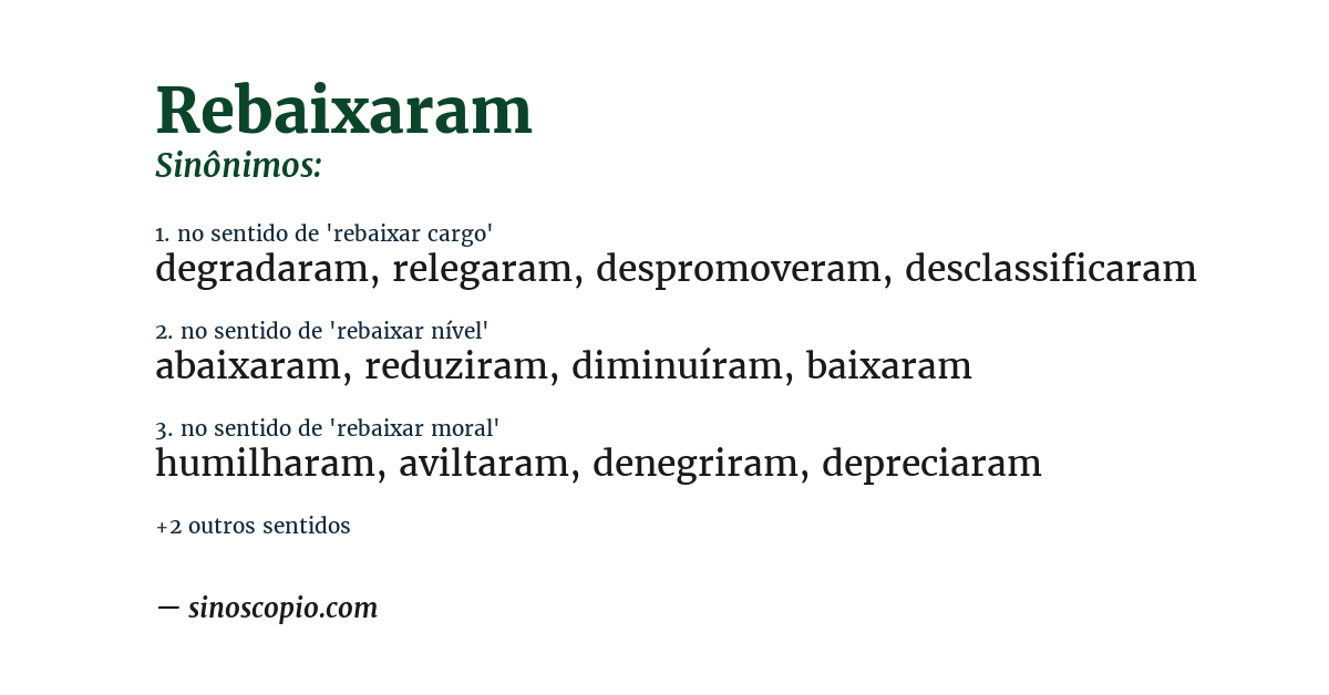 Sinônimo de rebaixaram