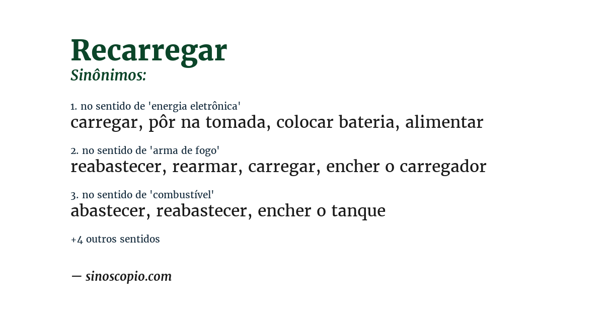 Sinônimo de recarregar