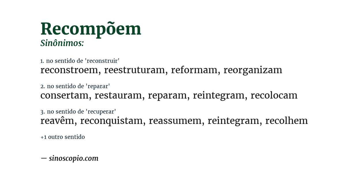 Sinônimo de recompõem