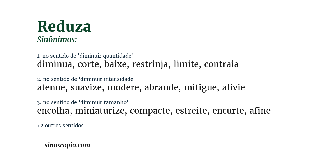 Sinônimo de reduza