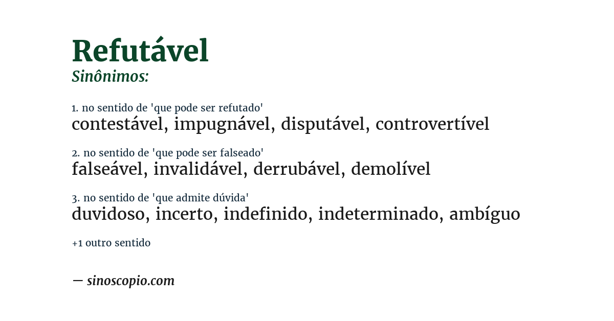 Sinônimo de refutável