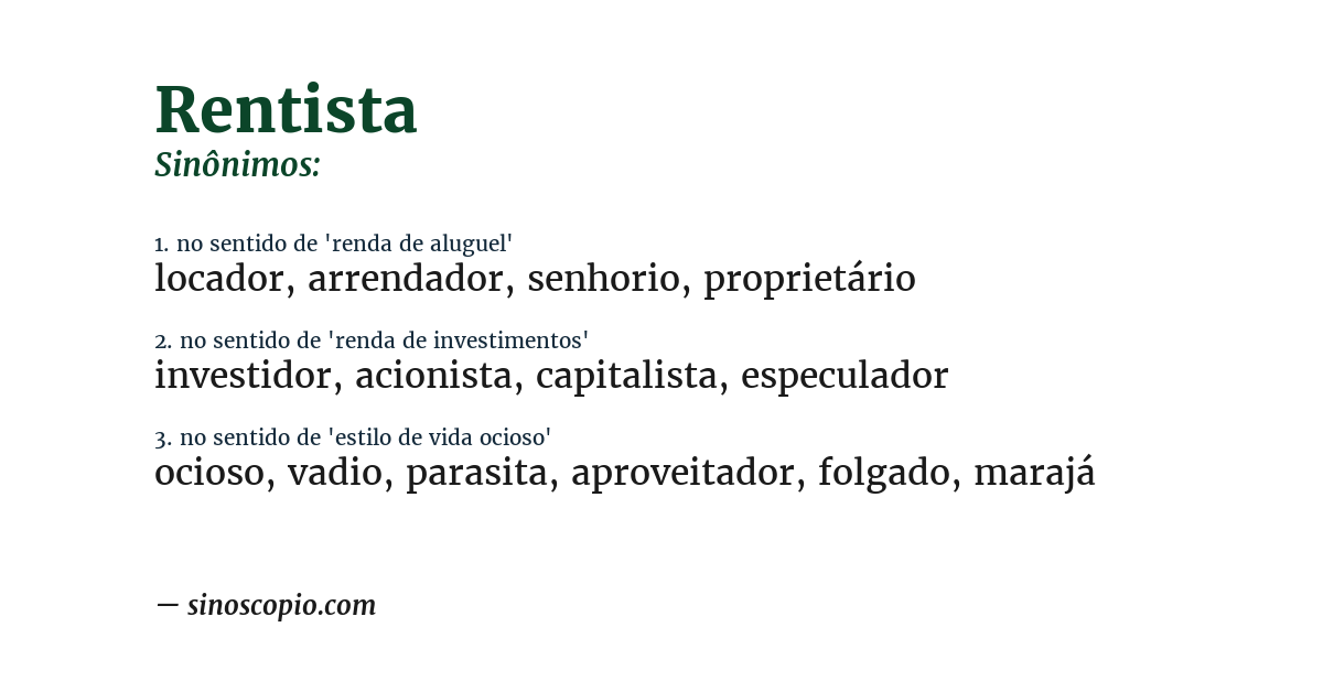 Sinônimo de rentista