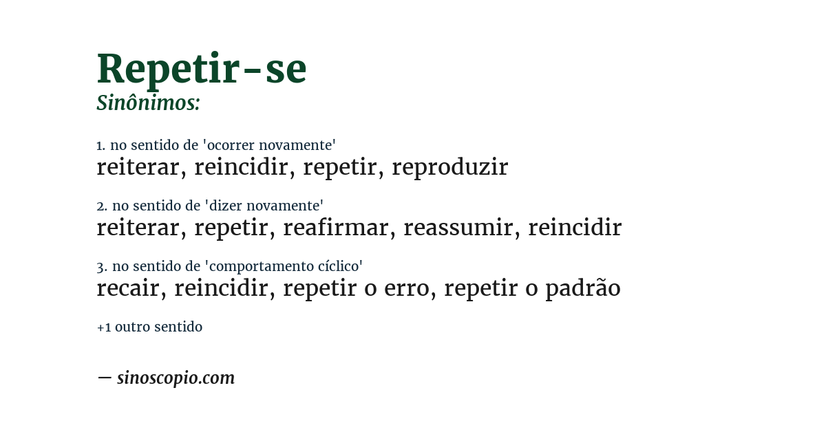 Sinônimo de repetir-se