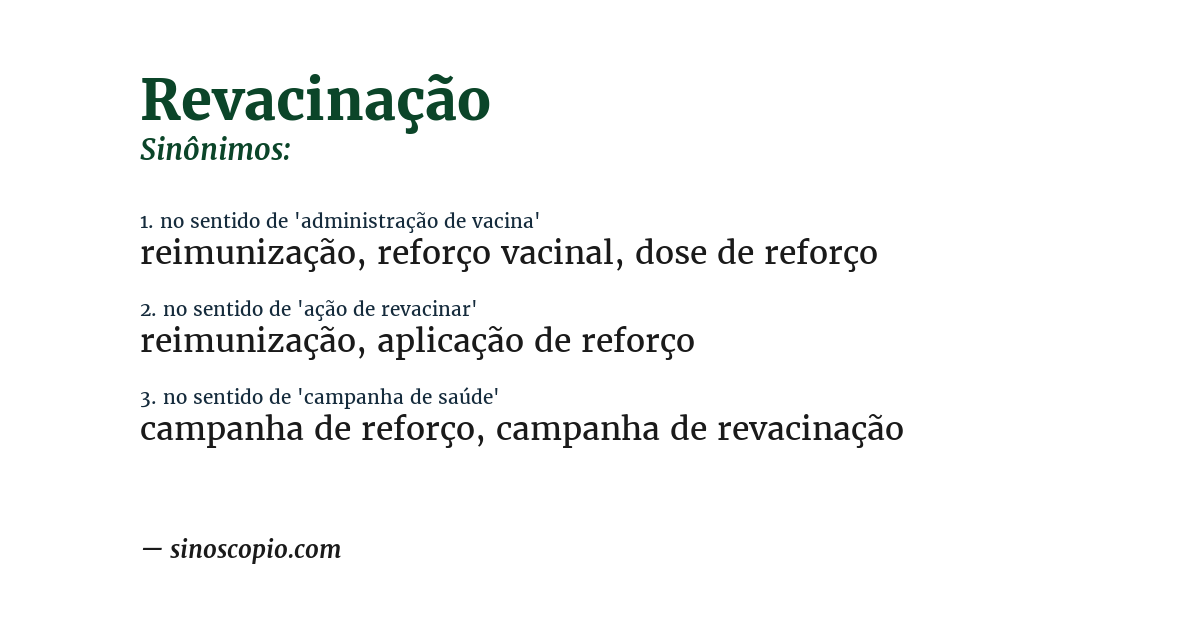 Sinônimo de revacinação