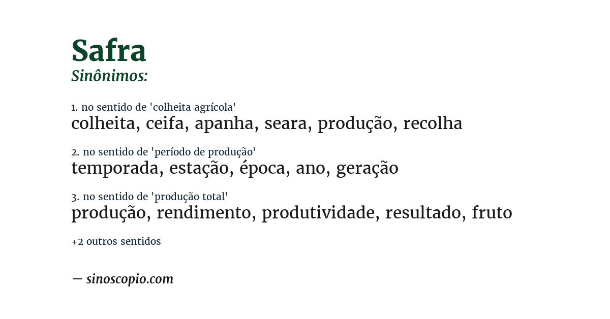 Sinônimo de safra