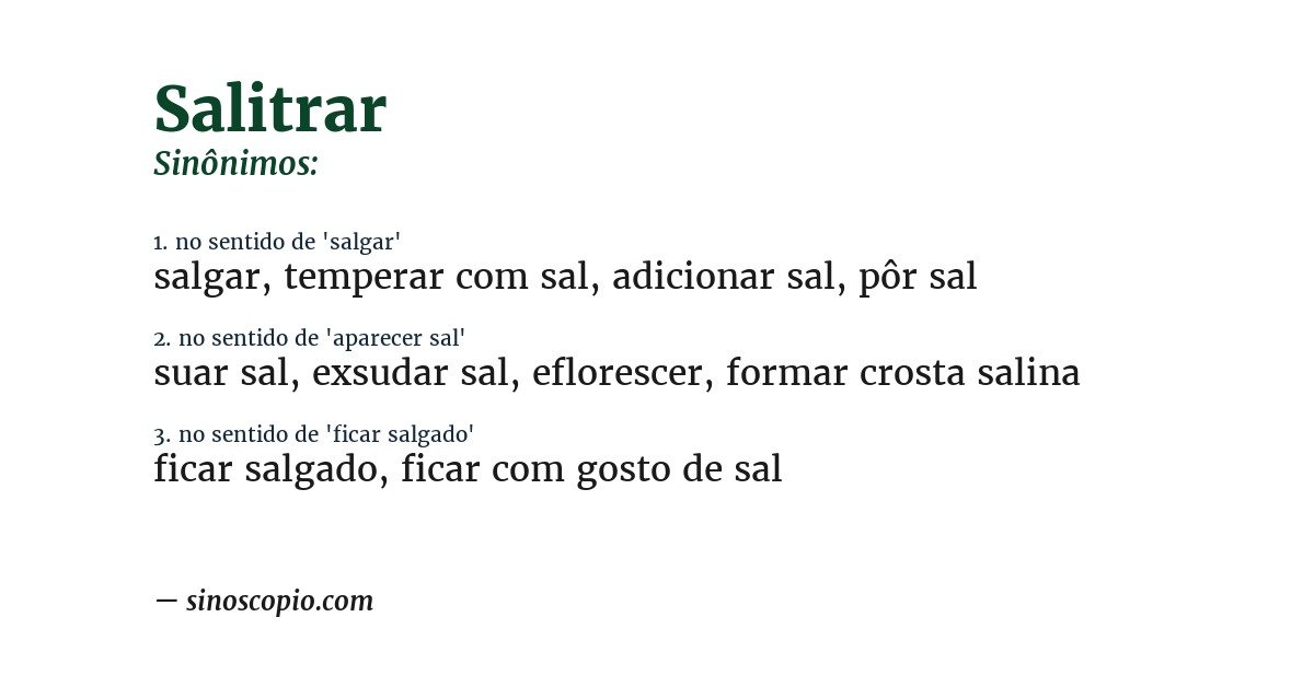 Sinônimo de salitrar