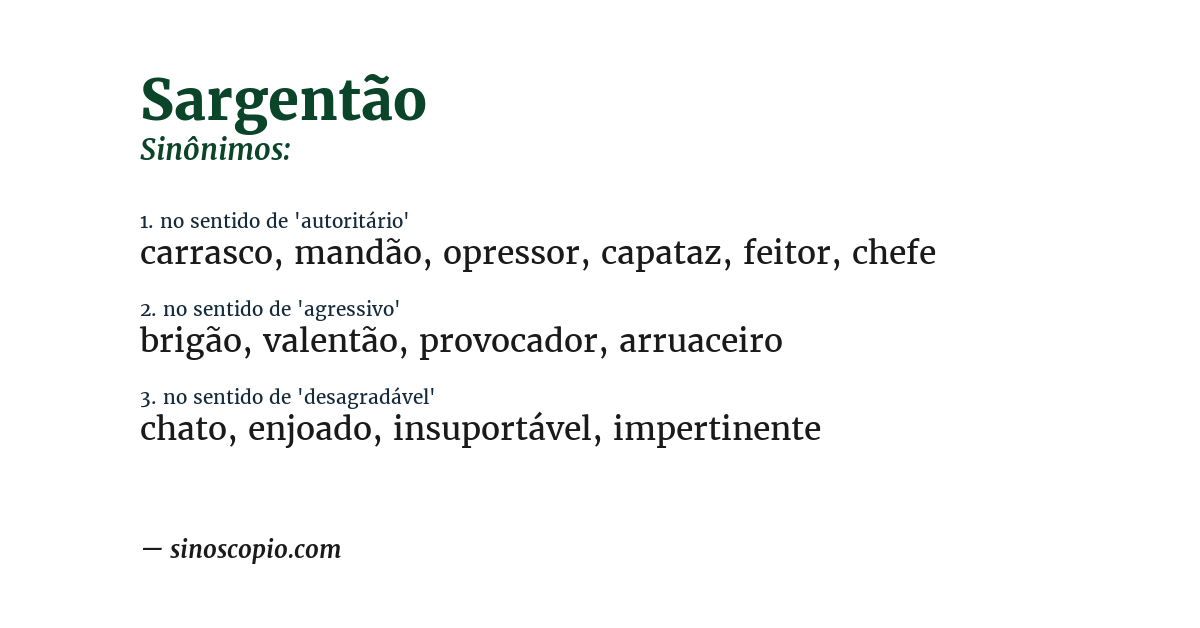 Sinônimo de sargentão