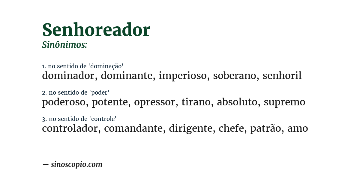 Sinônimo de senhoreador