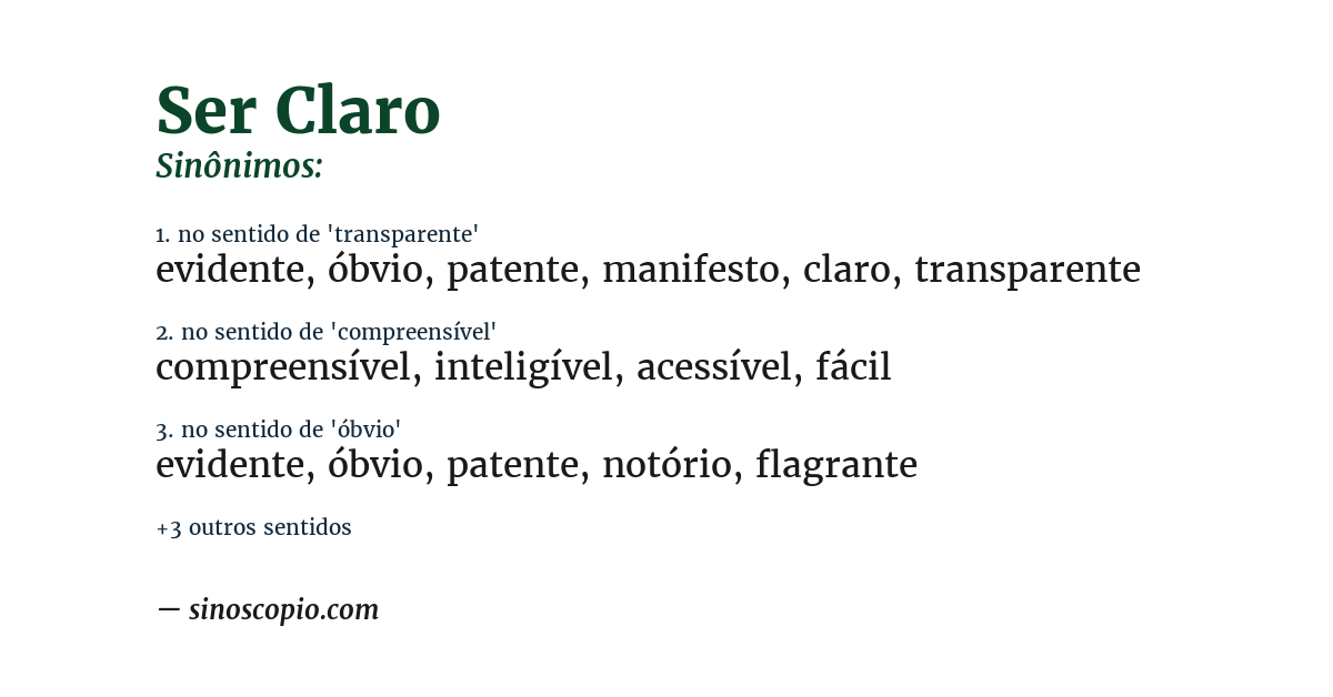 Sinônimo de ser claro