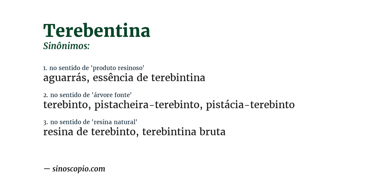 Sinônimo de terebentina