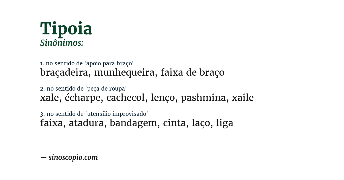 Sinônimo de tipoia