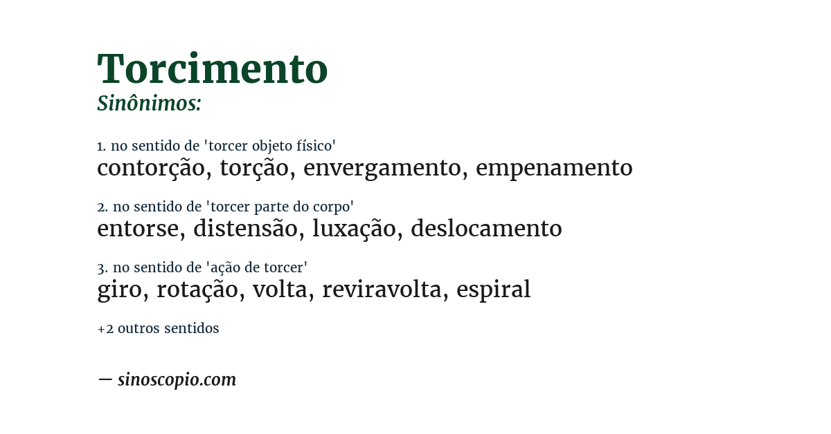 Sinônimo de torcimento