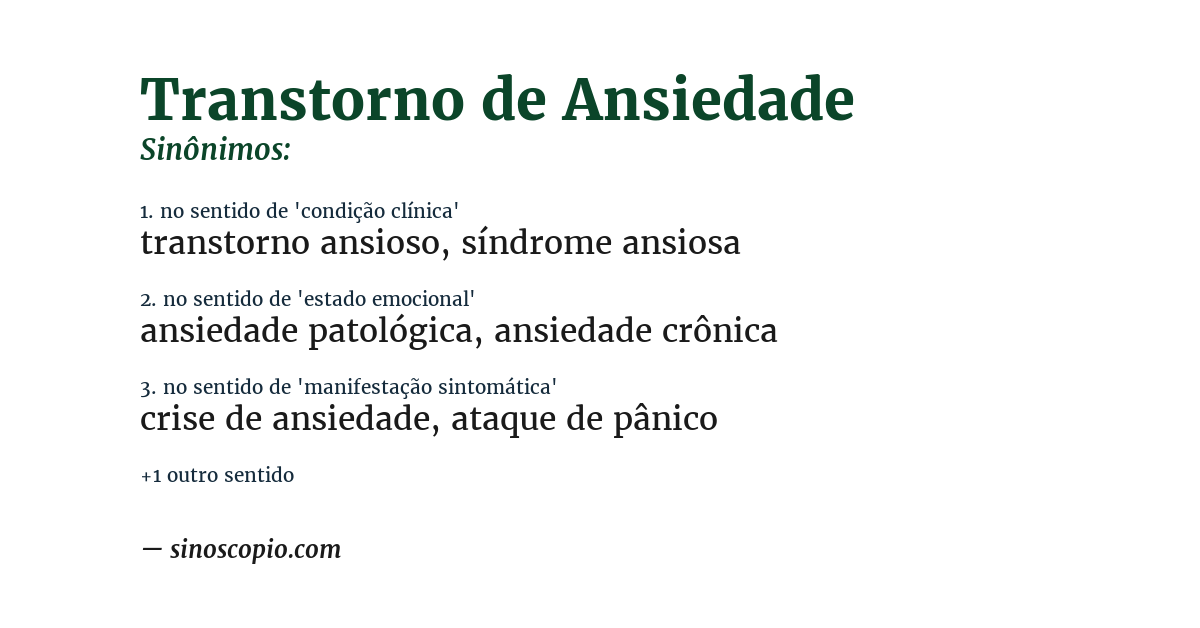 Sinônimo de transtorno de ansiedade