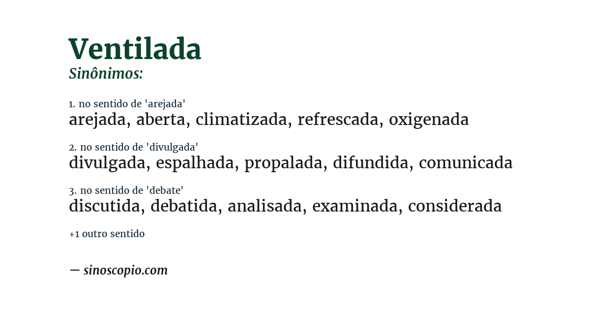 Sinônimo de ventilada