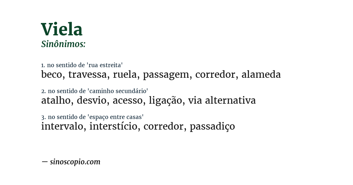 Sinônimo de viela
