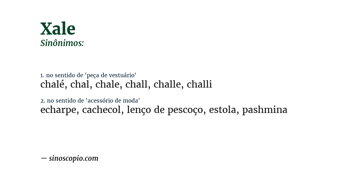 Sinônimo de xale