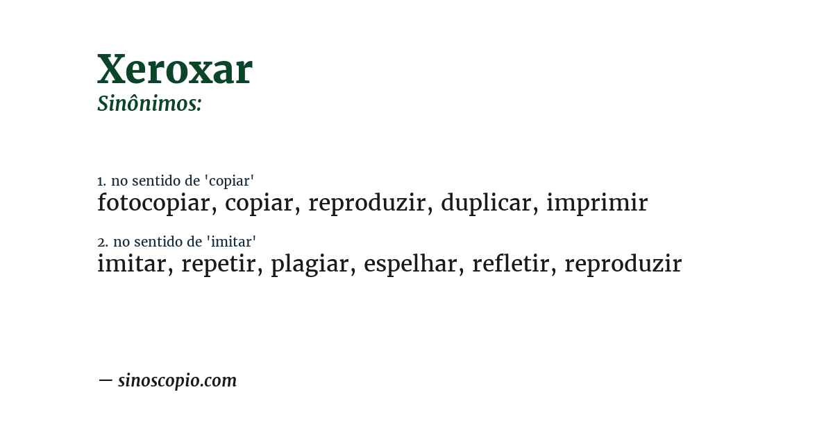 Sinônimo de xeroxar