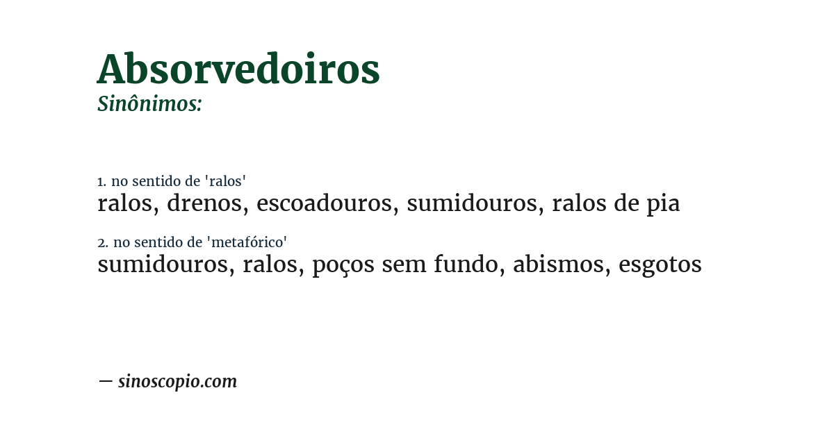 Sinônimo de absorvedoiros