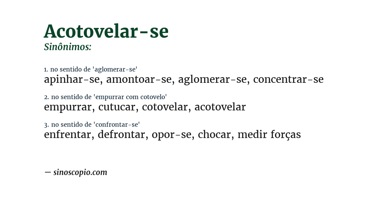 Sinônimo de acotovelar-se