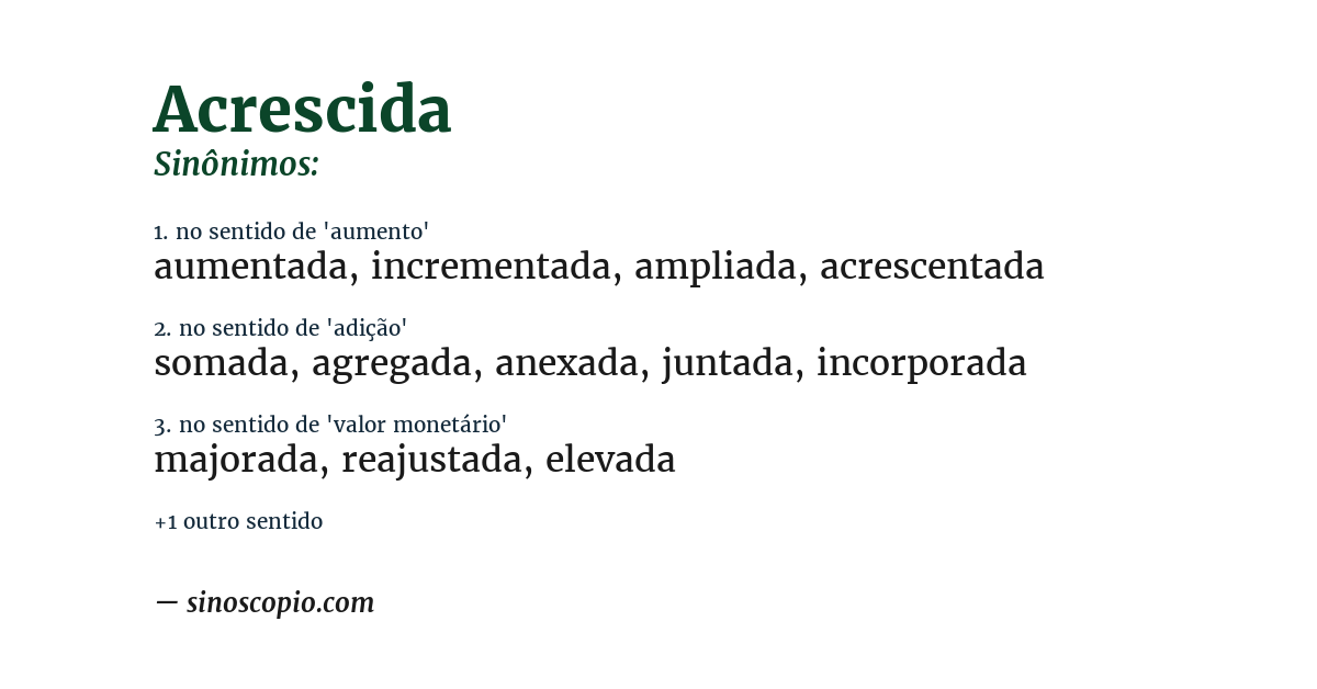 Sinônimo de acrescida