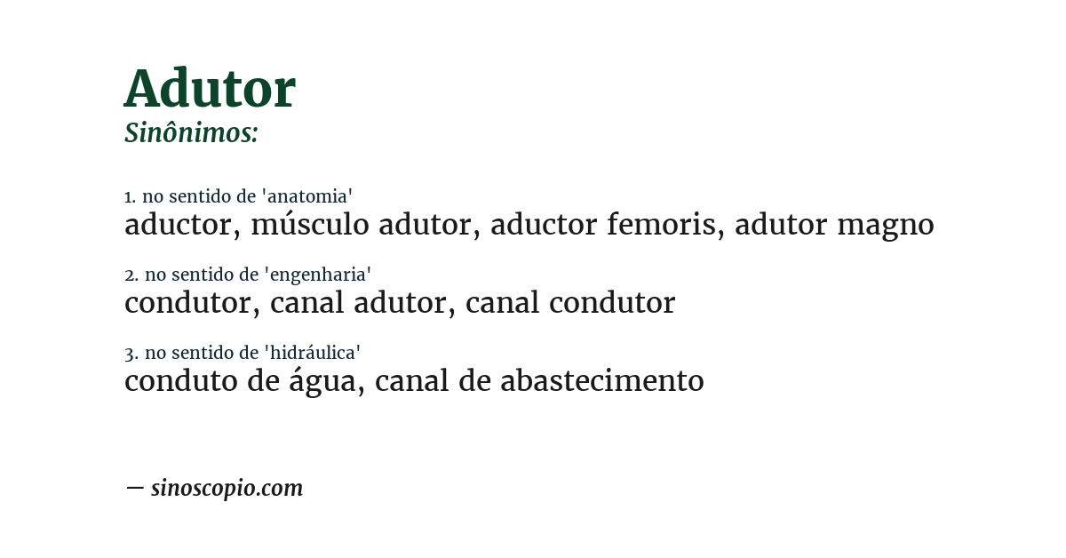 Sinônimo de adutor