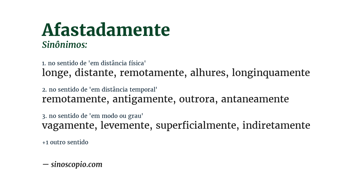 Sinônimo de afastadamente