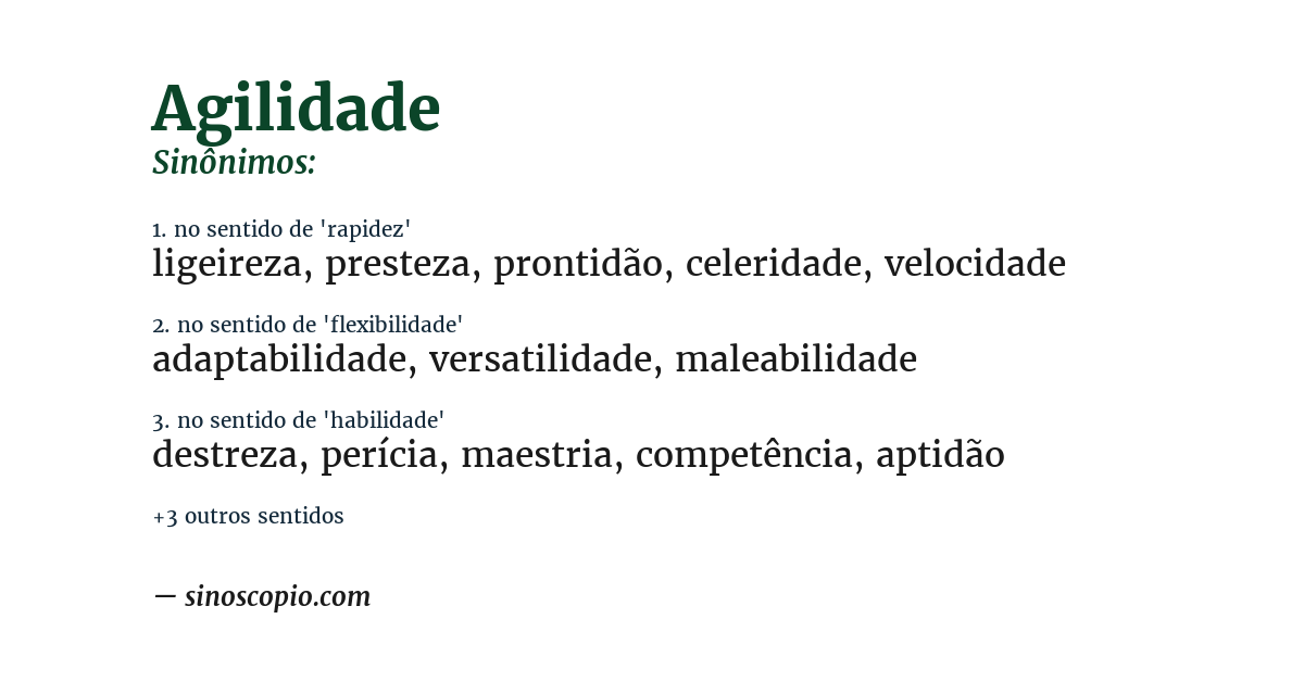 Sinônimo de agilidade