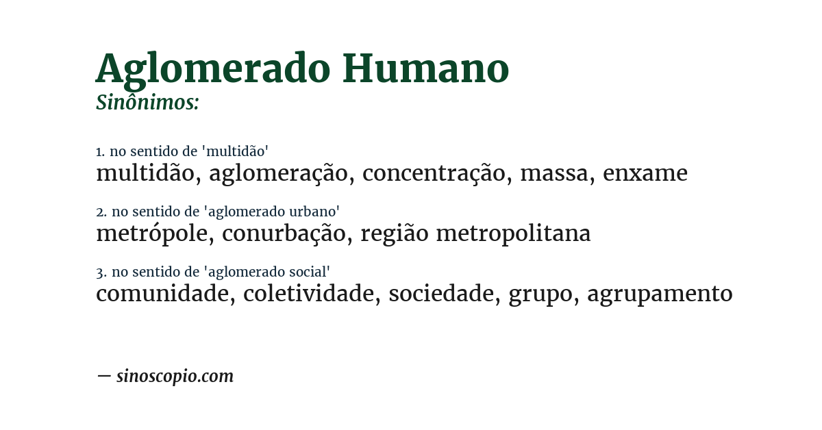 Sinônimo de aglomerado humano