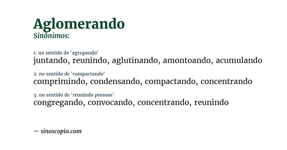 Sinônimo de aglomerando